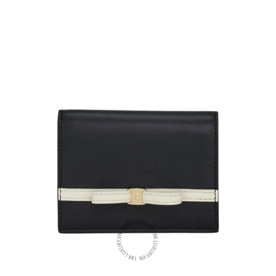 Ví Salvatore Ferragamo Mini bow wallet black/mascarpone 221087790194 WBLP030