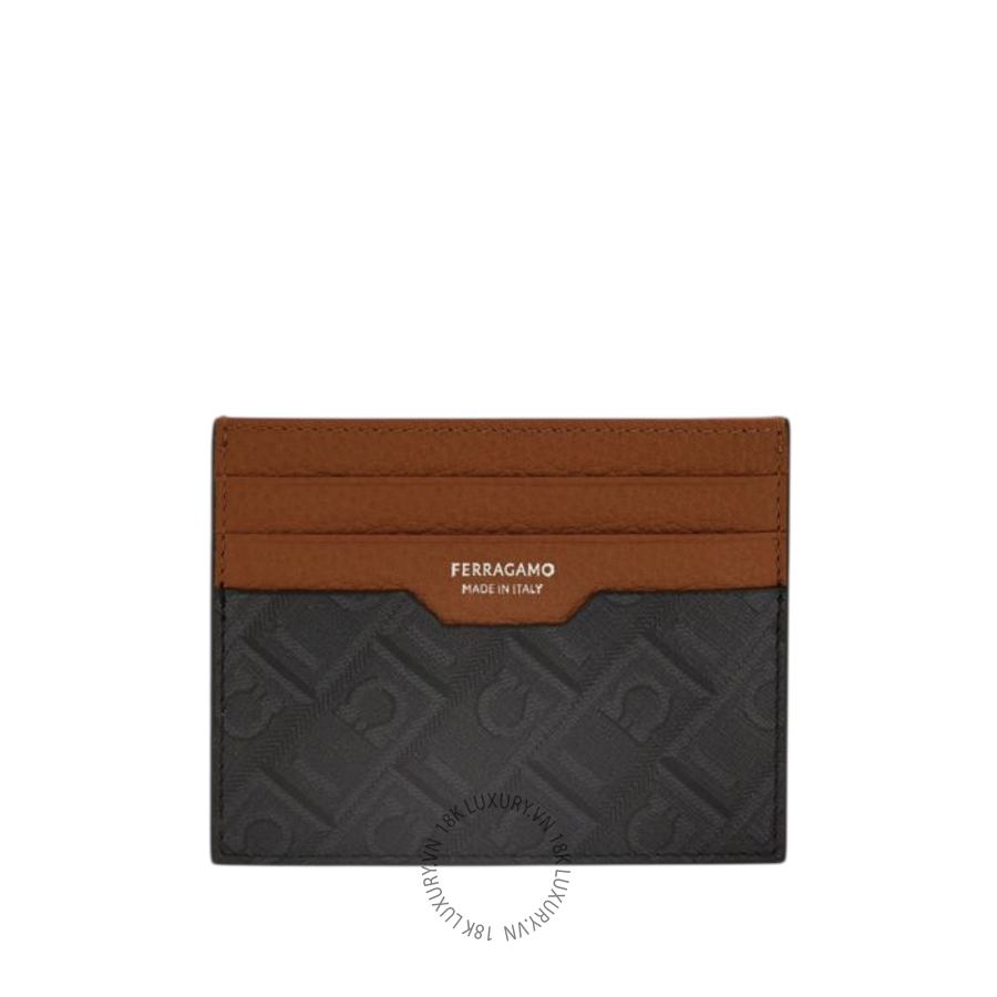 Ví Salvatore Ferragamo Monogram credit card holder black/gray/rust 661583795888 GCNN008