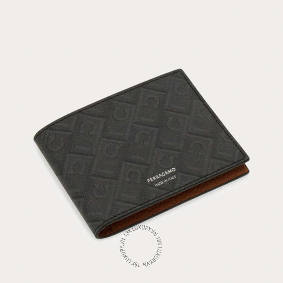 Ví Salvatore Ferragamo Monogram Wallet Black/Gray/Rust 661550795880 ENME027
