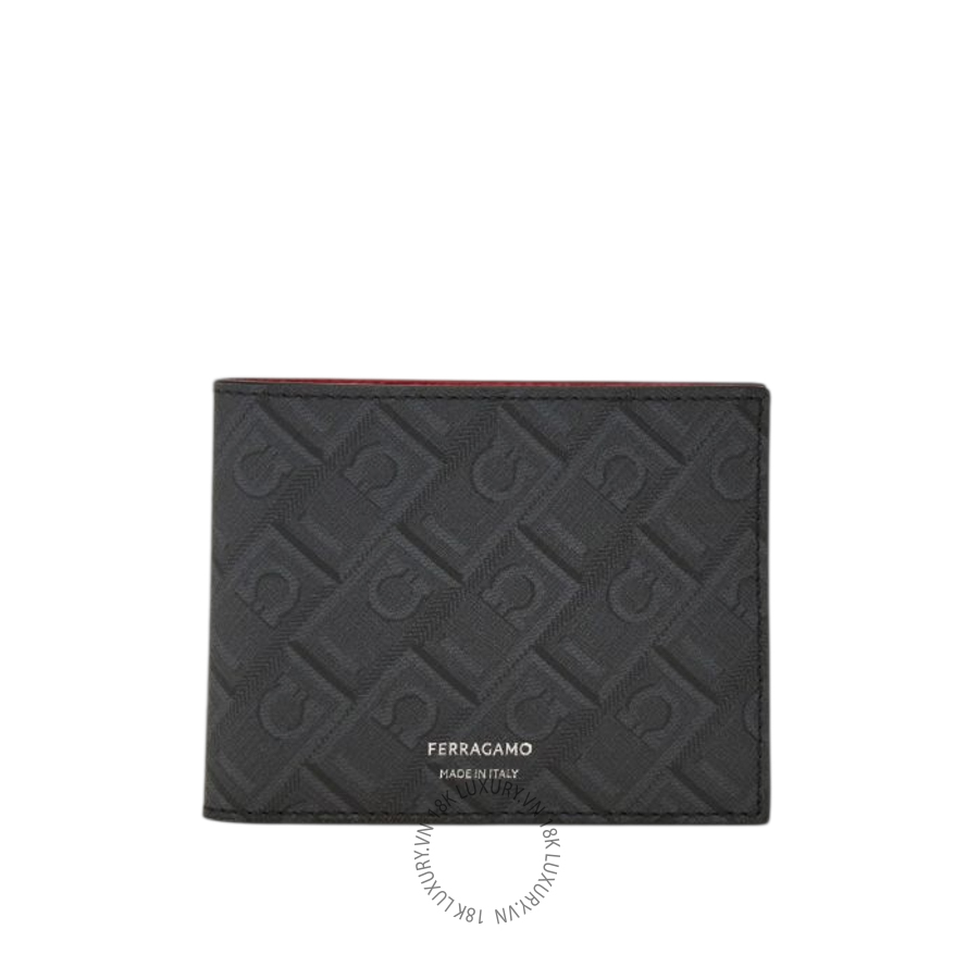 Ví Salvatore Ferragamo Monogram Wallet Black/Grey/Flame Red 661550780329 ENME030