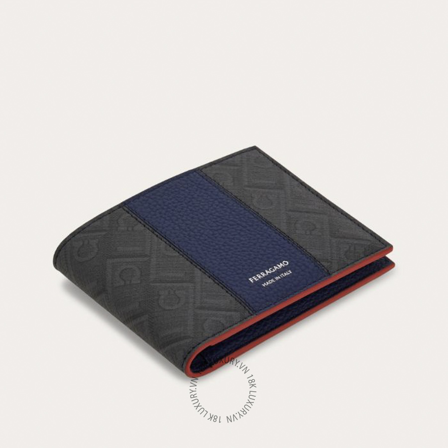 Ví Salvatore Ferragamo Monogram Wallet - Citymatch Capsule Black/Gray/Blue 661866796815 ENME004