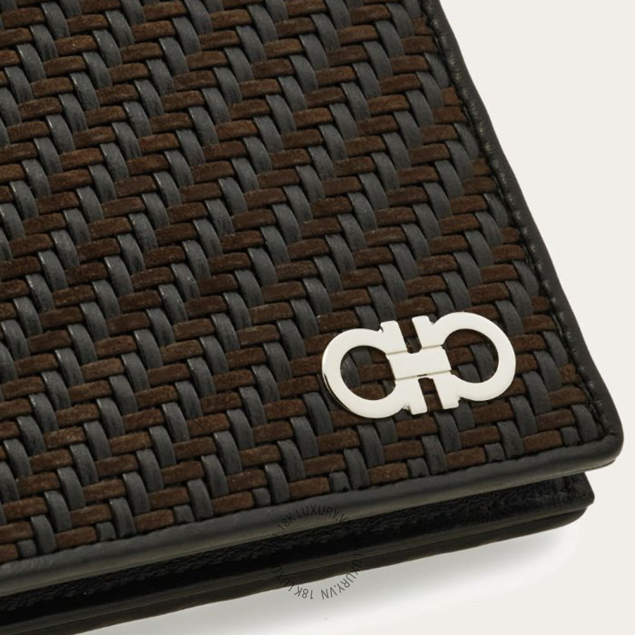 Ví Salvatore Ferragamo Woven Wallet Testa di Moro/Black 661703786400 ENME013 14 Ví Salvatore Ferragamo Woven Wallet Testa di Moro/Black 661703786400 ENME013